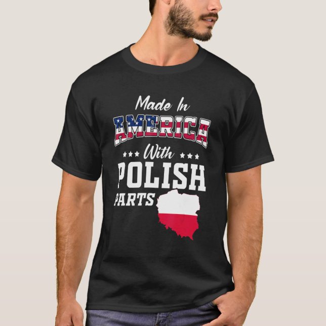 America Polish Parts Poland Map USA Flag Ancestry T-Shirt (Front)