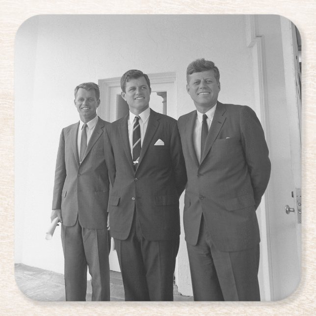 America President John Kennedy & Brothers, Camelot Square Paper Coaster (Front)