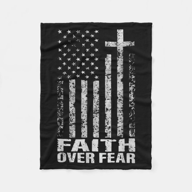 America Pride Us Flag Faith Over Fear Christian Bi Fleece Blanket (Front)