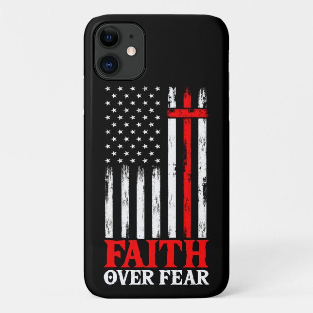 America Pride US Flag Faith Over Fear Prayer Case-Mate iPhone Case (Back)
