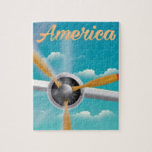 America prop plane vintage travel poster jigsaw puzzle