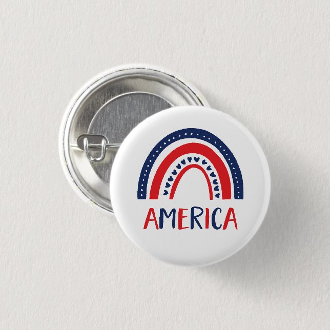 America | Red White and Blue Rainbow 3 Cm Round Badge (Front & Back)