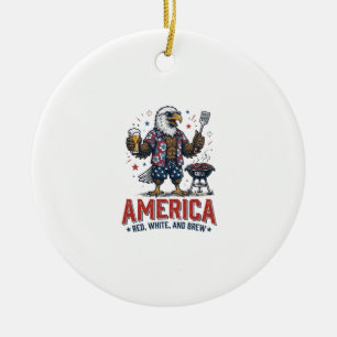 America Red White And Brew Eagle BBQ Shirt (7)_1 Ceramic Ornament
