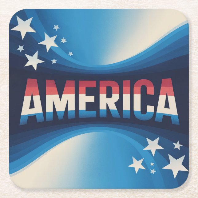 America Red White Blue Coaster Set (Front)