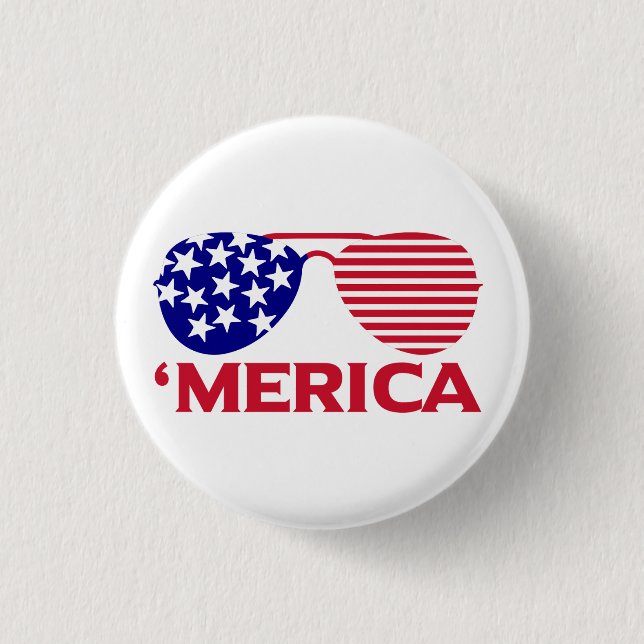 America Red White Blue Sunglasses  3 Cm Round Badge (Front)