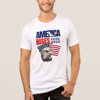 America Rises White 4th of July Eagle T-Shirt Tri-Blend Shirt
