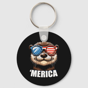 America River Otter Funny Aamerican Patriotic Usa Key Ring