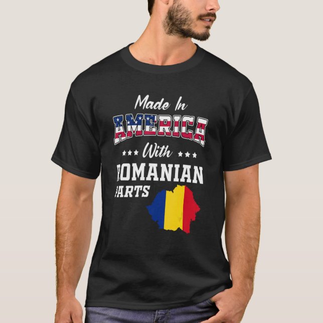 America Romanian Parts Romania Map Usa Flag Ancest T-Shirt (Front)