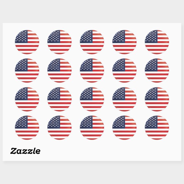 America Round Icon Flag Classic Round Sticker (Sheet)