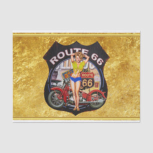 America route 66 motorcycle With a gold texture Tissue Paper