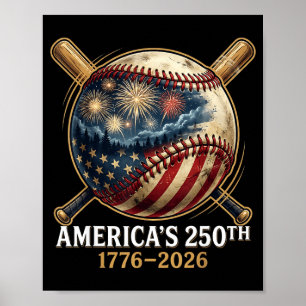 America’s 250th baseball american flag patriotic poster