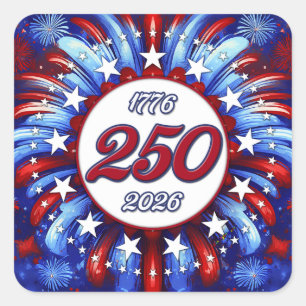 America’s 250th Birthday 1776-2026 Graphic Firew Square Sticker