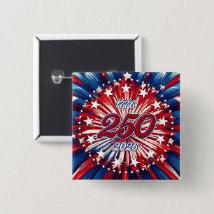 America’s 250th Birthday 1776-2026 RWB Fireworks 15 Cm Square Badge