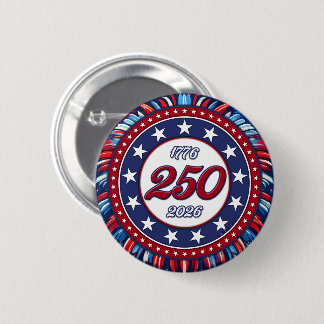 America’s 250th Birthday 1776-2026 RWB Fireworks 6 Cm Round Badge