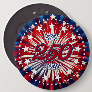 America’s 250th Birthday 1776-2026 RWB Fireworks 6 Cm Round Badge