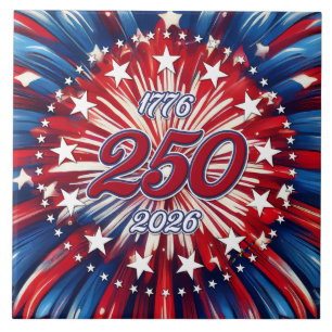 America’s 250th Birthday 1776-2026 RWB Fireworks Ceramic Tile