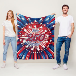 America’s 250th Birthday 1776-2026 RWB Fireworks Fleece Blanket