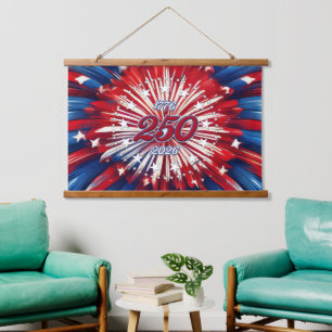 America’s 250th Birthday 1776-2026 RWB Fireworks Hanging Tapestry