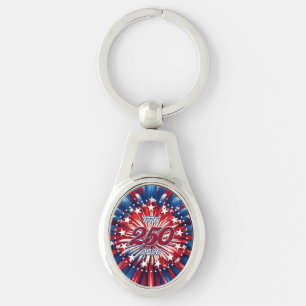 America’s 250th Birthday 1776-2026 RWB Fireworks Key Ring