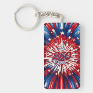 America’s 250th Birthday 1776-2026 RWB Fireworks Key Ring