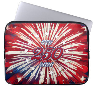 America’s 250th Birthday 1776-2026 RWB Fireworks Laptop Sleeve