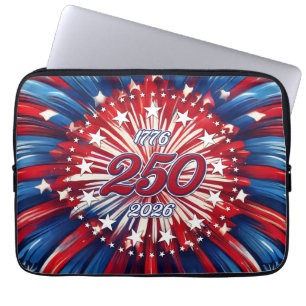 America’s 250th Birthday 1776-2026 RWB Fireworks Laptop Sleeve