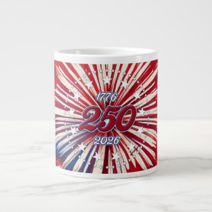 America’s 250th Birthday 1776-2026 RWB Fireworks Large Coffee Mug