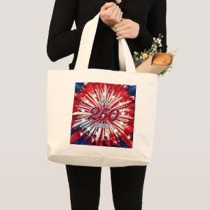 America’s 250th Birthday 1776-2026 RWB Fireworks Large Tote Bag