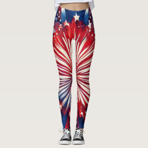 America’s 250th Birthday 1776-2026 RWB Fireworks Leggings