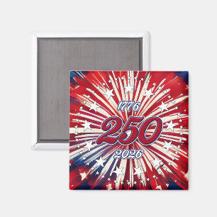 America’s 250th Birthday 1776-2026 RWB Fireworks Magnet