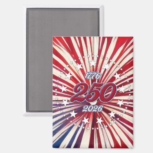 America’s 250th Birthday 1776-2026 RWB Fireworks Magnet