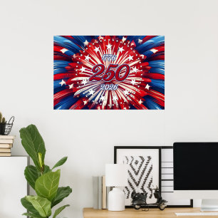 America’s 250th Birthday 1776-2026 RWB Fireworks P Poster