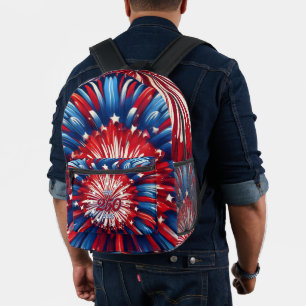 America’s 250th Birthday 1776-2026 RWB Fireworks Printed Backpack