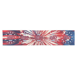 America’s 250th Birthday 1776-2026 RWB Fireworks Short Table Runner