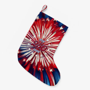 America’s 250th Birthday 1776-2026 RWB Fireworks Small Christmas Stocking