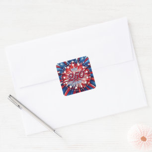 America’s 250th Birthday 1776-2026 RWB Fireworks Square Sticker