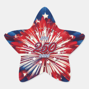 America’s 250th Birthday 1776-2026 RWB Fireworks Star Sticker