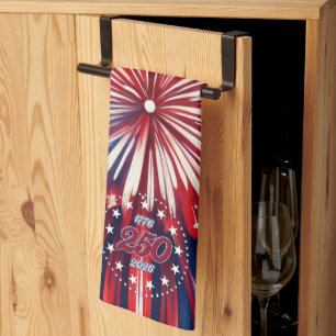 America’s 250th Birthday 1776-2026 RWB Fireworks Tea Towel