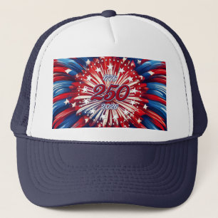America’s 250th Birthday 1776-2026 RWB Fireworks Trucker Hat