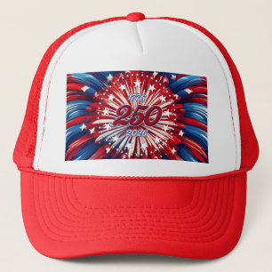 America’s 250th Birthday 1776-2026 RWB Fireworks Trucker Hat