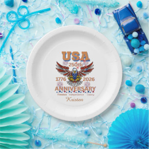 America’s 250th Birthday bald eagle july 4th Paper Plate