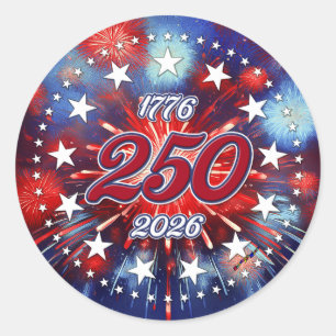 America’s 250th Birthday Graphic Fireworks Burst Classic Round Sticker