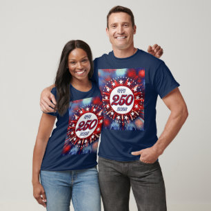 America’s 250th Birthday Graphic Fireworks Burst W T-Shirt