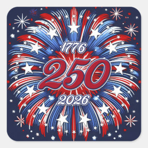 America’s 250th Birthday Graphic Fireworks Pop Square Sticker