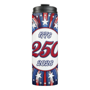 America’s 250th Birthday Graphic Fireworks Pop Wh Thermal Tumbler