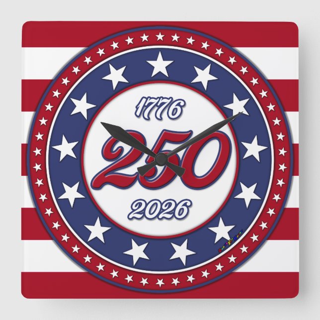 America’s 250th Birthday  Square Wall Clock (Front)