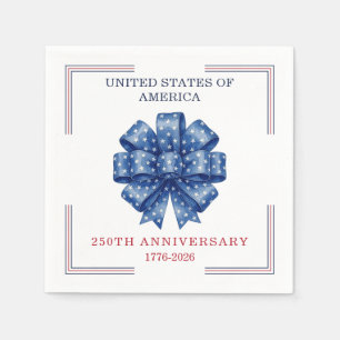 America’s 250th Birthday Watercolor Bow Elegant Napkin