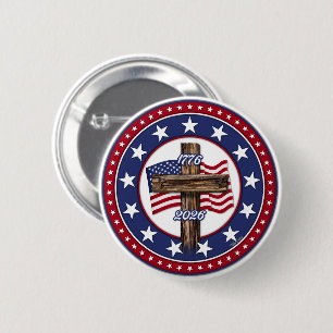 America’s 250th Birthday With Rugged Cross 6 Cm Round Badge