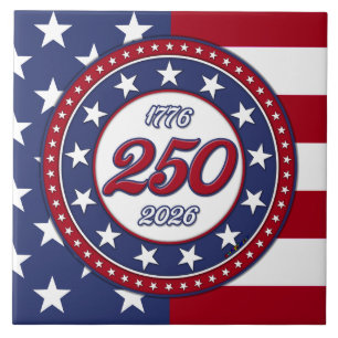 America’s 250th Birthday With USA Flag Ceramic Tile