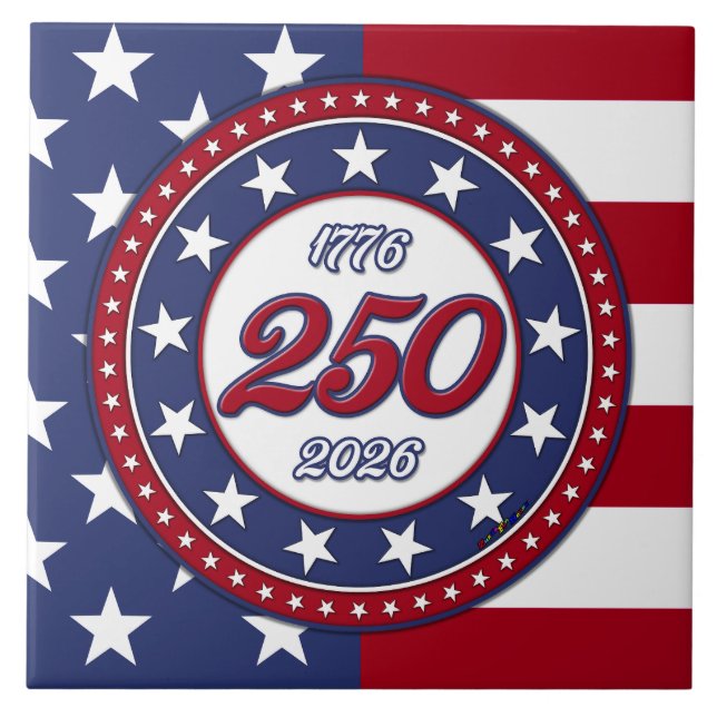 America’s 250th Birthday With USA Flag Ceramic Tile (Front)